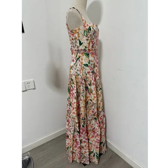 Agua By Agua Bendita lima jardiniera' floral-print linen maxi dress - Picture 3 of 11